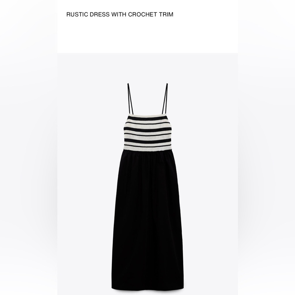 ZARA Black and White Crochet Trim Dress